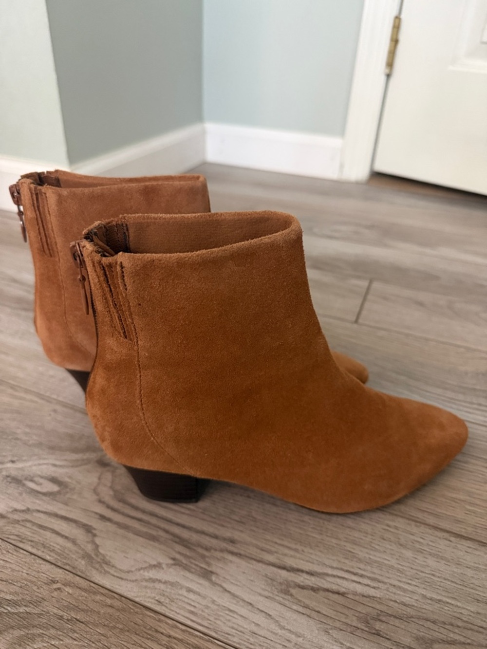 Clarks Cognac Suede Ankle Booties